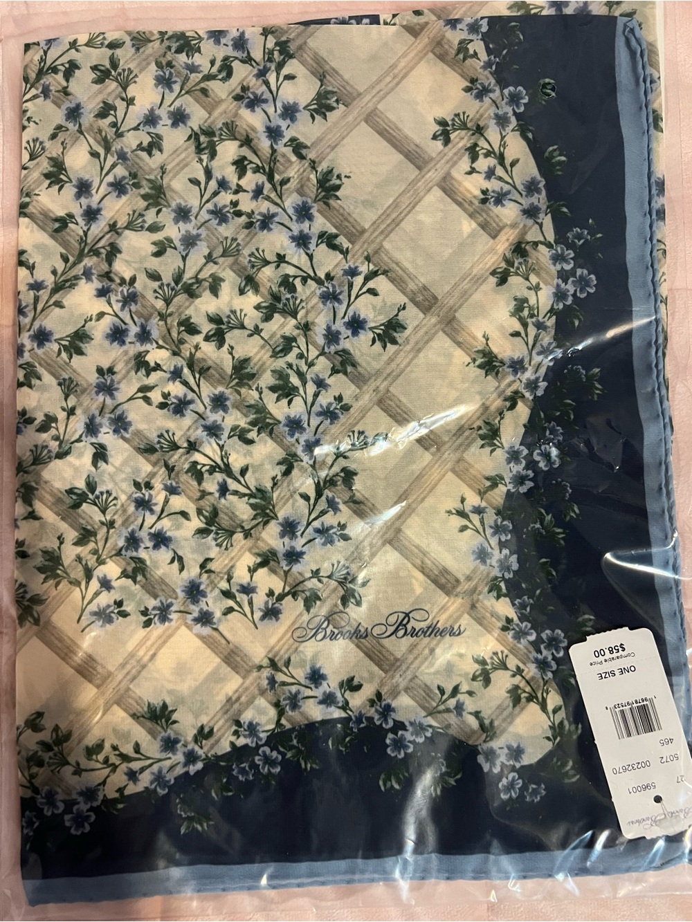Brooks Brothers Blue Floral silk like scarf